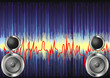 Abstract background with sound equalizer and speakers