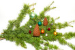 Christmas baubles, fir tree and decoration Christmas baubles, fir tree and decoration