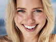 Closeup portrait of a happy young female , smiling