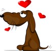 Illustration of brown colour dog with love