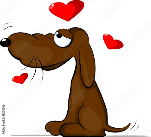 Illustration: Illustration of brown colour dog with love Illustration of brown colour dog with love