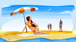 Illustration: Girl getting a suntan on the beach Girl getting a suntan on the beach