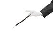 Hand holding a magic wand isolated on white background