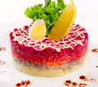 Fresh salad with vegetables and herring Fresh salad with vegetables and herring