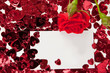 Red rose and blank invitation card
