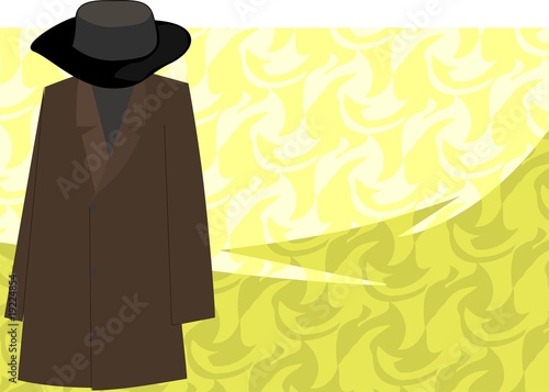 Illustration: Illustration of coat and hat in colour Illustration of coat and hat in colour