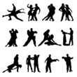 Vector couple dancer silhouettes
