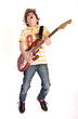 young boy is rocking with electronic guitar young boy is rocking with electronic guitar