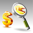 dollar with magnify glass