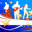 Musical Band on Patriotic Background Musical Band on Patriotic Background