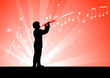 clarinet player on red background clarinet player on red background