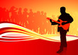 Guitar player on red abstract background Guitar player on red abstract background