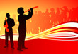 Musical Band on Red Abstract Background Musical Band on Red Abstract Background