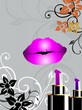 Illustration of lip and lipsticks