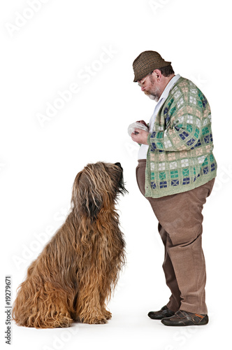 Foto: Old man with dog. Old man with dog.
