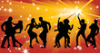 Four silhouettes of dancing couples.