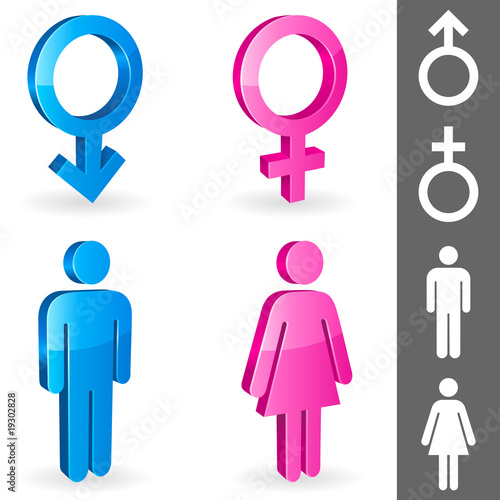 Vector: Three-dimensional shapes of male and female gender symbols. Three-dimensional shapes of male and female gender symbols.