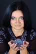 Beautiful witch with magic sphere Beautiful witch with magic sphere