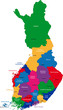 Color map of administrative divisions of Finland