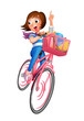 自転車で走る女性