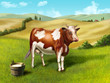 Ilustración: Cow and milk Cow and milk