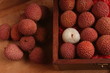 Lychee fruits in antique-style display