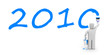 Person paint the text 2010