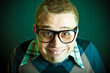 Portrait of the funny nerd guy