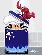 Lobster puts chief in boiling pot of water Lobster puts chief in boiling pot of water