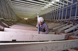 Italy, Fiumicino, the wooden keel beams of a 35 meters yacht