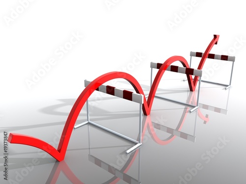 Illustration: Hürde rot Pfeil Erfolg hurdle red arrow success Hürde rot Pfeil Erfolg hurdle red arrow success