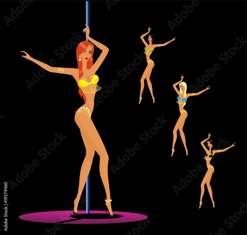 Illustration: women dancing a striptease women dancing a striptease