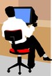 silhouette of a man working with computer