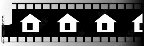 Illustration: Illustration of row of houses in a film stripe Illustration of row of houses in a film stripe