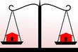 Illustration of houses weighing in a common balance Illustration of houses weighing in a common balance