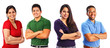 Smiling Small Group of Four in Different Color Shirts