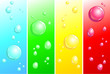 Gouttes d'eau sur différents fonds colorés