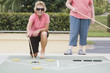 Senior women competing at sports