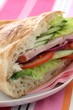 Flatbread sandwich with ham and vegetables