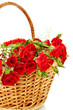 Red roses in wicker basket