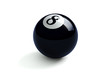 A black shiny eightball on white with clipping path