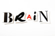 mot brain cerveau lettres découpées relief