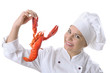 female chef with a lobster