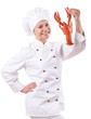 female chef with a lobster