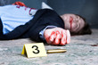 Evidence, placard and body Evidence, placard and body