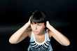 passionate caucasian slavic girl looking up isolated