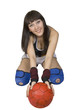The young  woman with a ball
