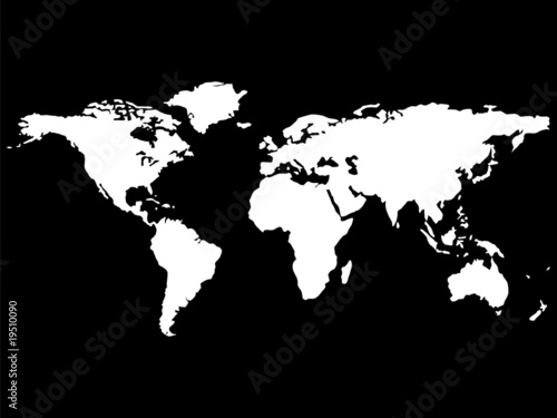 World Map Black And White With Countries. white world map isolated on