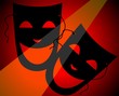 Illustration of two mask in a black shade background