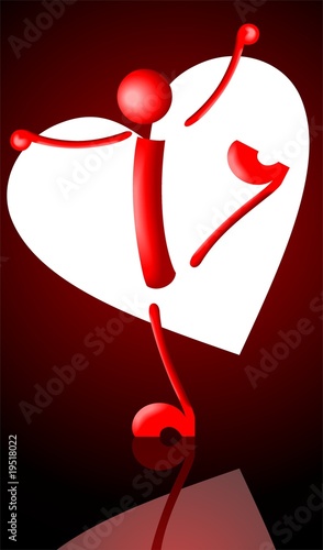 Illustration: cartoon men with dancing and love symbols cartoon men with dancing and love symbols